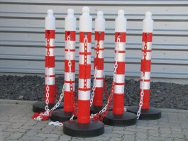 6er Kettenpfostenset Ø 110 mm, rot/weiss